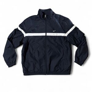 Nike Navy Windbreaker Jacket with White Chest Stripe